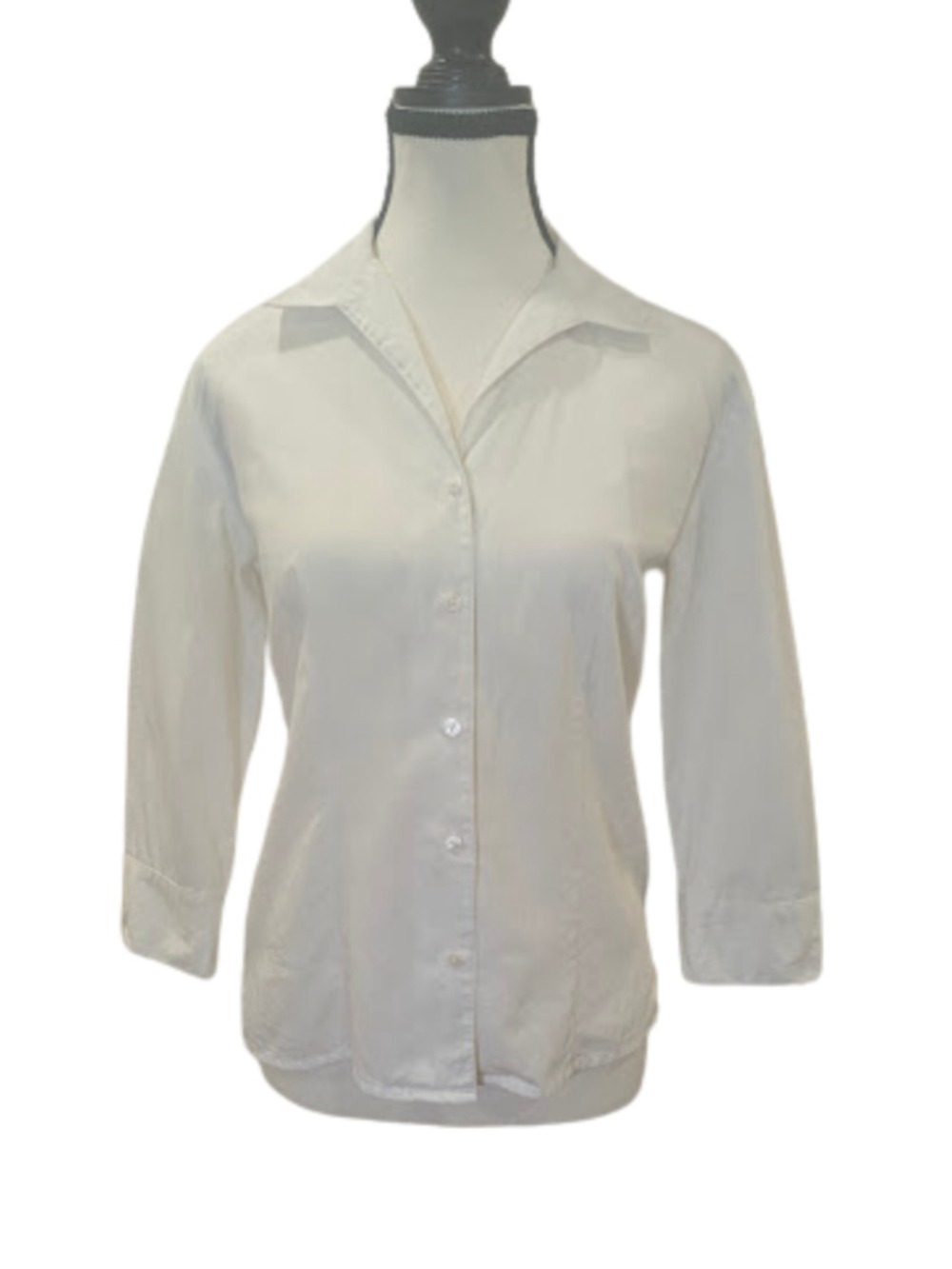 Ann Taylor LOFT White Button Down Cotton Shirt Career Preppy Office Siren Size S